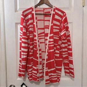 Mia Reis Reversible Knit Cardigan Waterfall Collar Orange Cream Size Medium